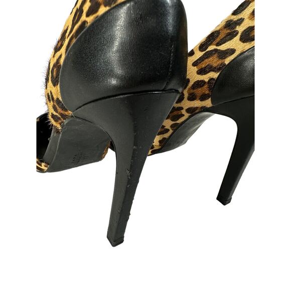 Zara Trafaluc High Heels Womens Shoes Leopard Print 37 6.5 Calf Hair Black Pumps - Picture 5 of 8